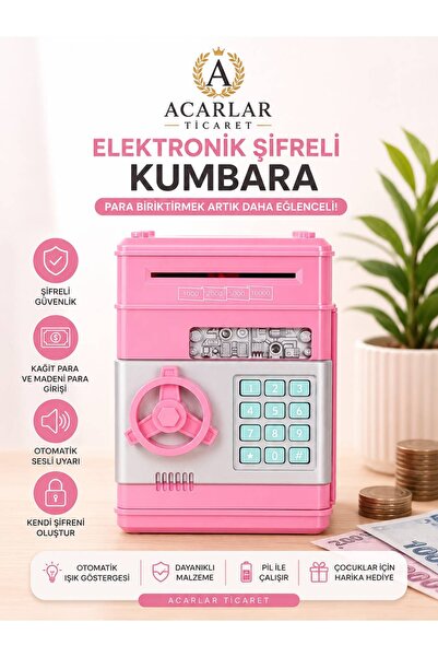 Acarlar Ticaret Şifreli Otomatik Kağıt Para Alan Atm Kasa Kumbara Karışık Renk