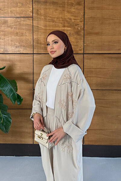 Miss Allos طقم نسائي مطرز بأكمام على شكل خفاش من قماش التينسل