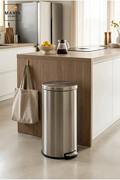 MARIA HOMES Stainless Steel Round Pedal Trash Bin with Lid, Slim Hands-Free W...