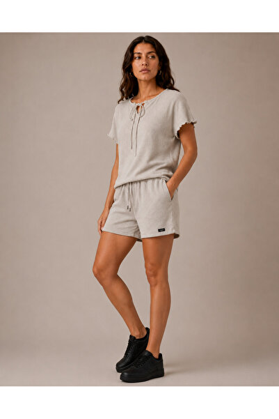 just wear zt Women's Tie-Detail Blouse Shorts Set