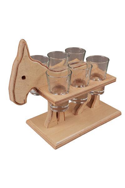 LimArt Suport din Lemn pentru 6 Pahare de Tuica sau Shot, Model Magarus, 23x2...