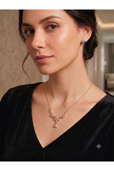 BİJU YILMAZ Elegance Flower Steel Necklace