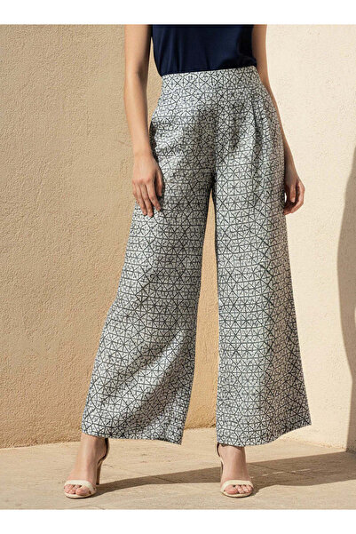 FAV ALL OVER PRINTED WIDELEG ELASTCATED TROUSERS