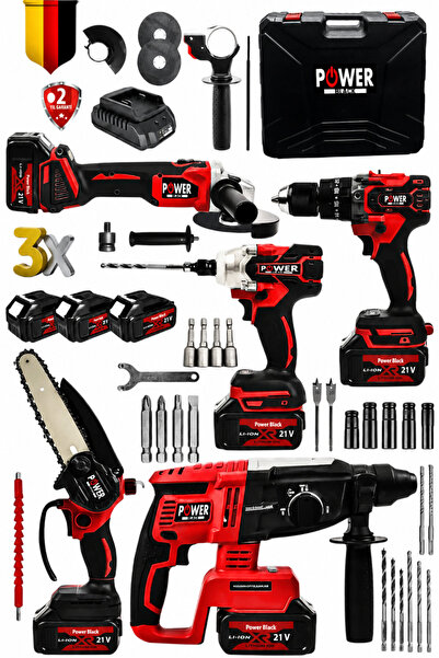 Newstar 5Li Set Kömürsüz Motor 3x Akü Taşlama Somun Sıkma Kırıcı Delici Matka...