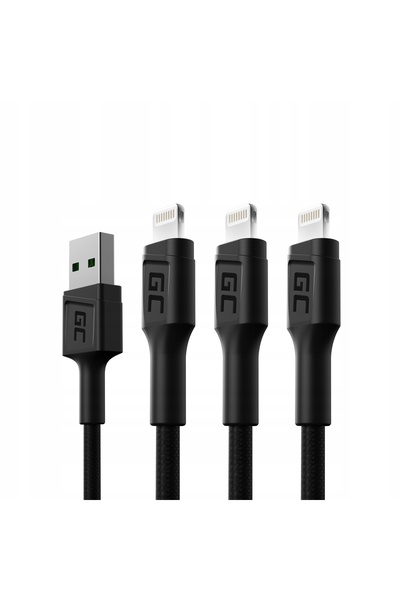 NO BRAND Cablu USB - Lightning GREEN CELL Ray 1.2 m 3 buc