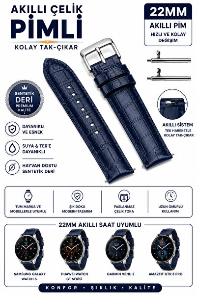 onlinekordon Garmin Approach S62 Uyumlu 22mm Lacivert Akıllı Pimli Kolay Sök ...