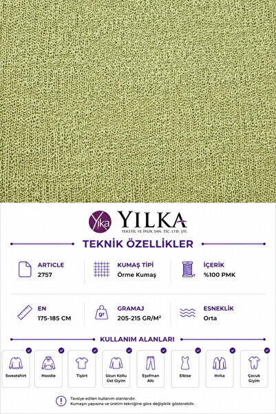 Dokulu Örme Kumaş %100 Pamuk Açık Haki Desenli Triko Görünümlü Kumaş