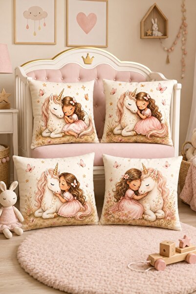EVPANYA Cute Unicorn Patterned 4-Piece Kids and Baby Pillowcase Set