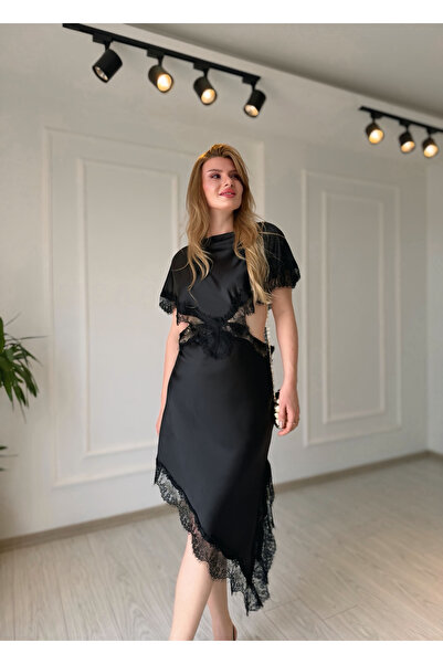 Store Low-Cut Asymmetrical Satin Dress