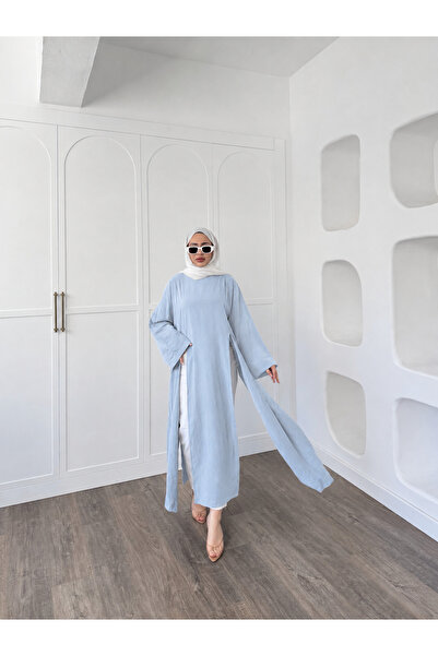 Trenddolabı Kadın Yırtmaçlı Uzun Oversize Tesettür Tunik