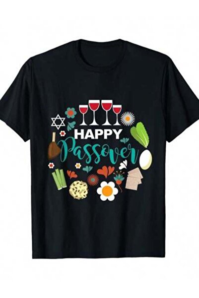 45 BPM 100% 180G The Happy Seder DinnerCasual، تي شيرت رجالي كاجوال بتصميم ري...