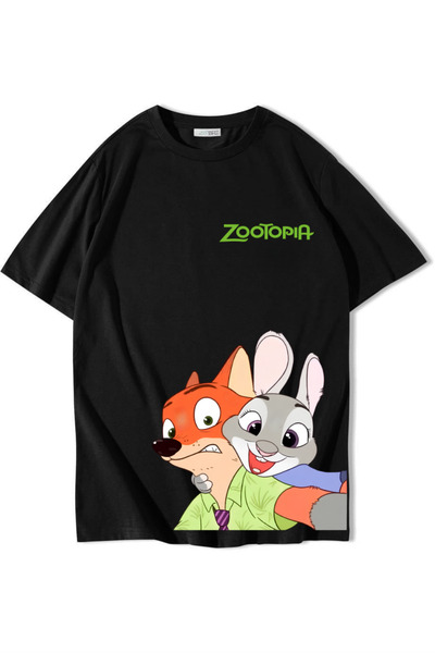 BRZ COLLECTION Unisex Oversize Zootopia T-Shirt Black