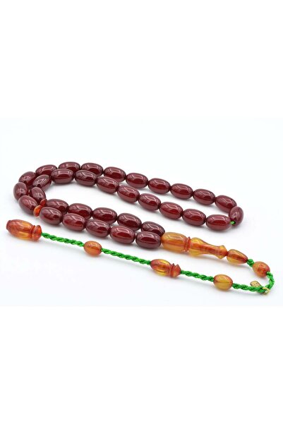 Murty99 Hakkı Usta Signed Ottoman Model Cherry Crimped Amber Prayer Beads 005