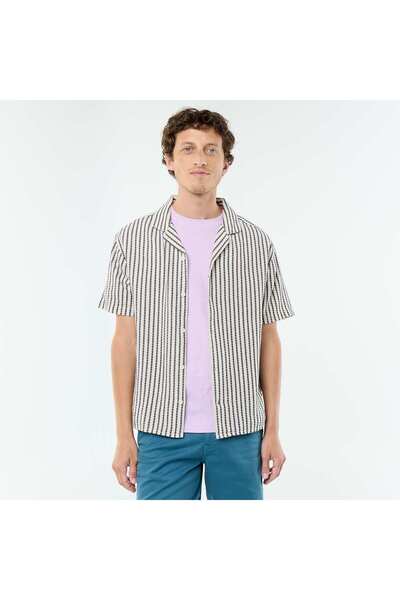 KIABI Textured Knit Short-Sleeved Shirt WHITE