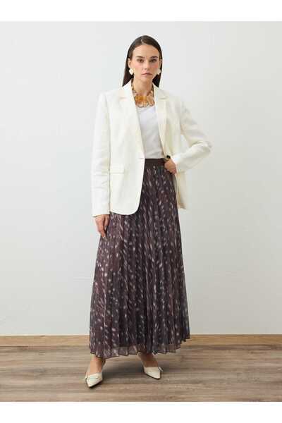 Refka Bambi Patterned Pleated Hijab Skirt with Elastic Waist - Bambi Patterned -