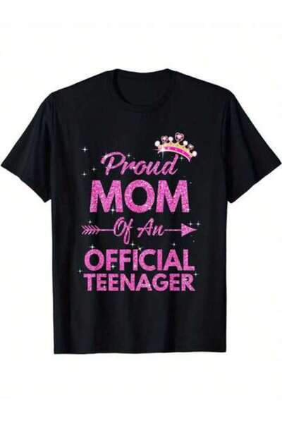KYMC07 تي شيرت بطبعة "Proud Mom" برقبة دائرية وأكمام قصيرة، هدية مضحكة للعائل...