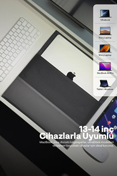 woyax S-Touch 13-14 İnç NFC Özellikli Slikon Süet Laptop Çantası MacBook Kılıfı iPad Tablet El Su Geçirmez Çantası