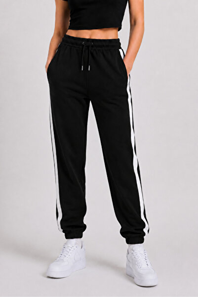 EYAX MODA Women's Striped Elastic Waist Trackpants
