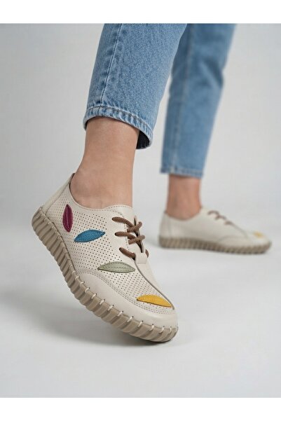 Rüya Shoes حذاء باليه يومي من الجلد الطبيعي ذو نعل طبي