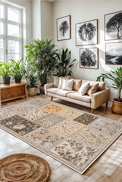 df home Salon Halısı Mutfak halısı Yolluk Geometrik İskandinav Eskitmeli Diji...
