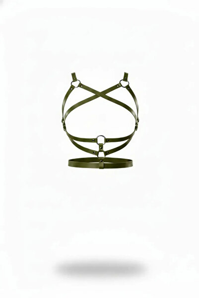 Angels Passion Khaki Women's Belt Cross-Tied Metal Ring Body Accessory