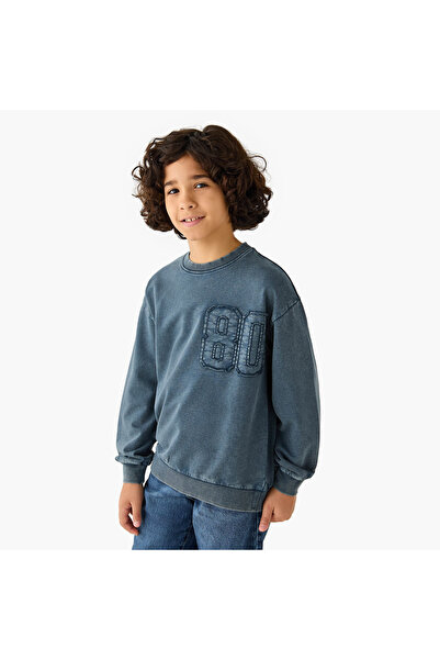 Juniors Number Applique Sweatshirt with Long Sleeves