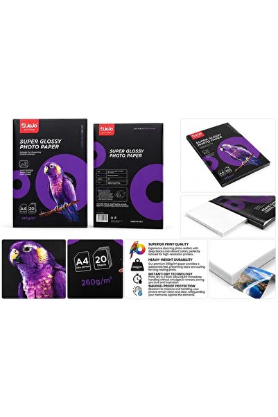 Fors JoJo Premium Super Glossy Photo Paper A4 Size (210x297mm), 260g/m², 20 S...