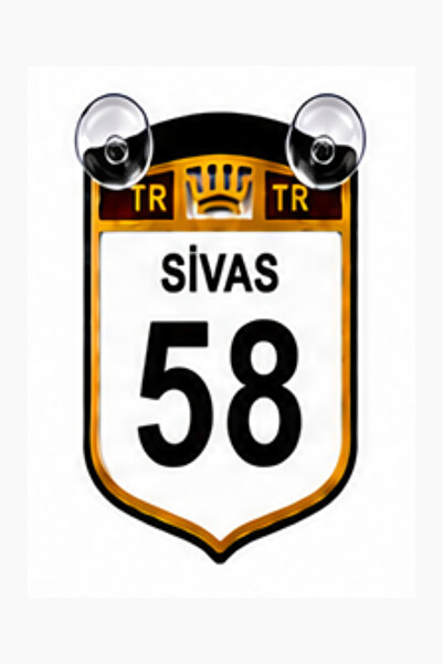 MEGAHAWK Sivas 58 - Vantuzlu Araç Cam Süsü Pleksi Plaka Dekoru Ön Arka Cam Ak...