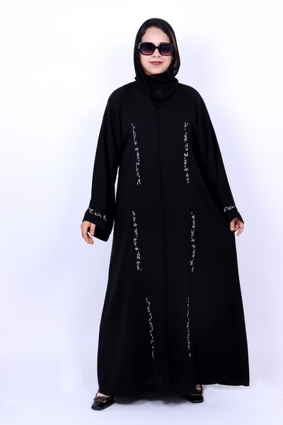 Izzah Bella Izzahbella Premium Black Front-Embroidery Elegant Abaya