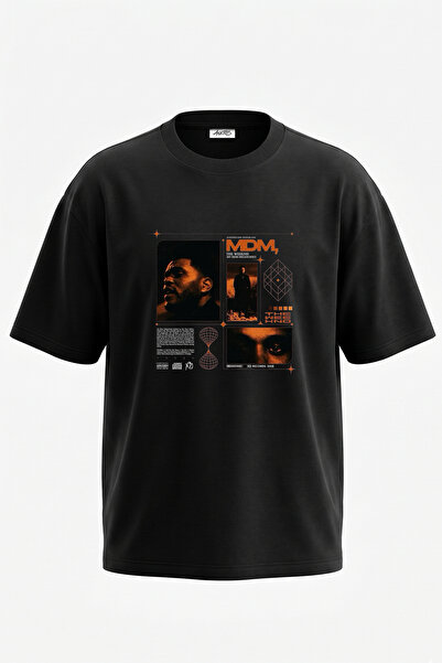 Anetos The Weeknd_34 Design Printed Oversize Black T-Shirt
