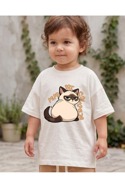 babytex تي شيرت للأطفال مطبوع عليه قطة، تي شيرت كاجوال للجنسين مصنوع من القطن...