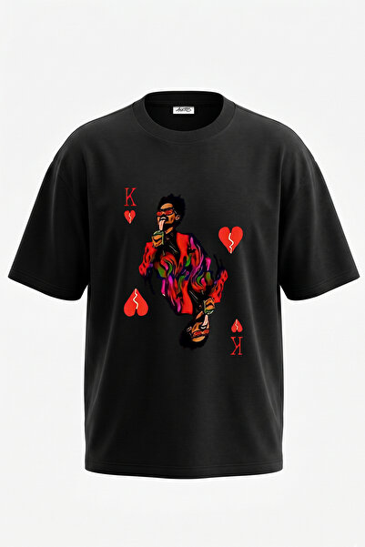 Anetos The Weeknd_40 Design Printed Oversize Black T-Shirt