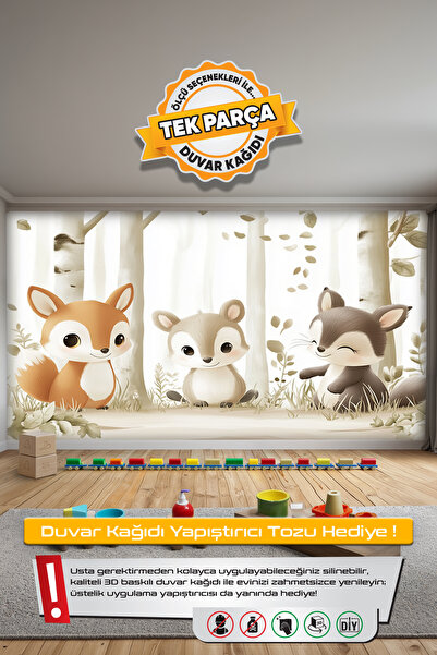 DECOMALL (Kids-19) Çocuk Bekek Genç Odası Tek Parça Duvar Kağıdı Kabartmalı 3...