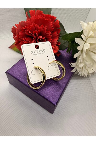 XUPING JEWELRY 14K RENGİ SADE NEW HALKA ÇELİK KÜPE