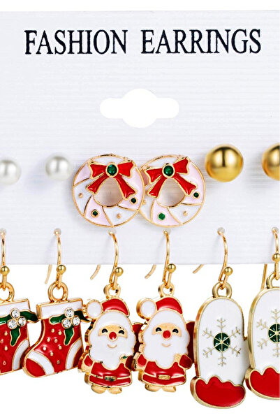 VeeShop Set 12 cercei de Craciun, ciorapei, Mos Craciun, manusi, coronite si ...