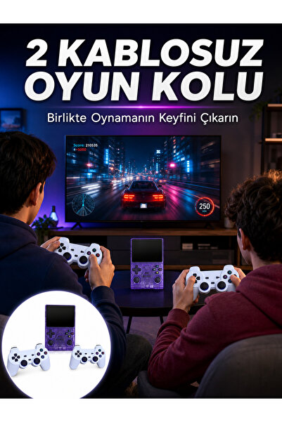 Lisinya HDMI TV Bağlantılı Kablosuz Kollu Taşınabilir Oyun Konsolu -