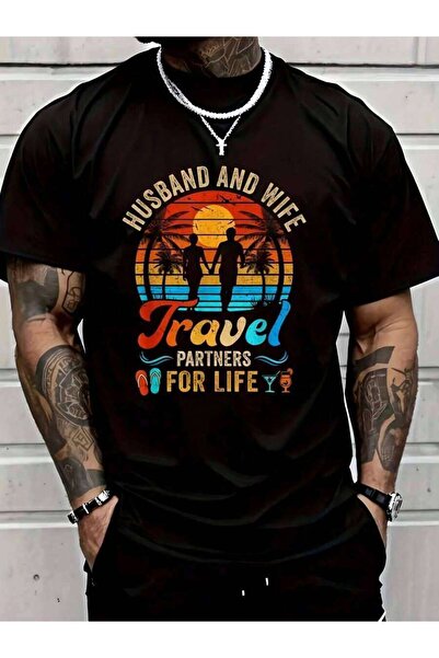 4Car تي شيرت للرجال والنساء من Husband And Wife Travel Partners Life Beach Tr...