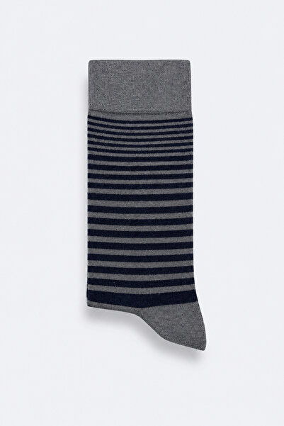 Morven Men's Gray Bamboo Striped Pattern Socks