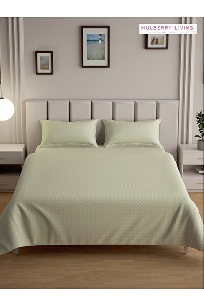 Mulberry Living By Styli ملاءة سرير مسطحة من القطن 100% مقاس كوين مع غطاءين ل...