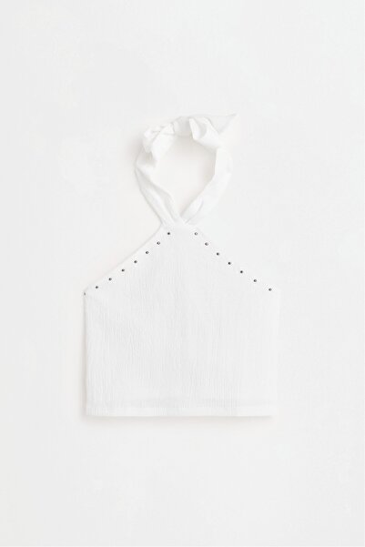 LEFTIES Zımba detaylı halter yaka top