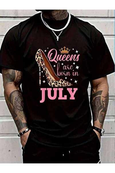 23ERVA 100% Cotton Queens Are Born In - Funny July Birthday Men's Black Vacat...