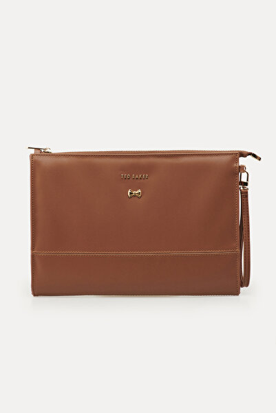 Ted Baker Taba Düz Cilt Mini Fiyonk Logo El Portföyü
