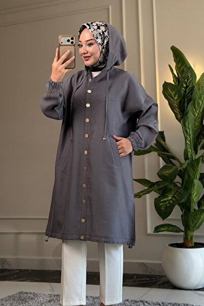 Suede Style 6627 - تونيك نسائي طويل بقلنسوة من قماش المودال الناعم بسحّاب أني...