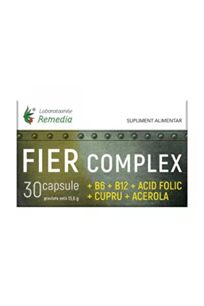 Remedia Complex Fier + B6 + B12 + Acid Folic + Cupru + Acerola - Remedia, 30 ...