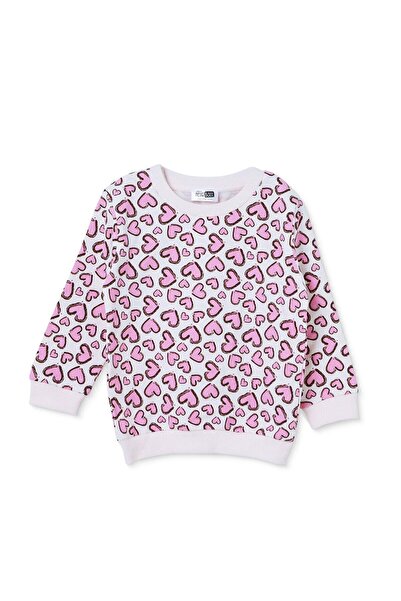 ebebek Hello Baby HelloBaby Kız Bebek Sweatshirt Kalp Baskılı Bisiklet Yaka L...