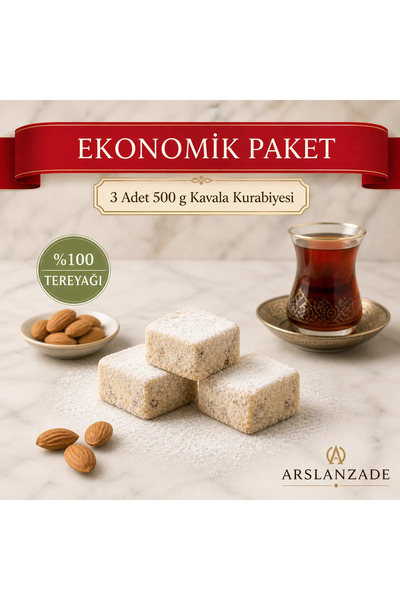 Arslanzade 3 Adet %100 Tereyağlı Kavala Kurabiyesi Avantaj Paketi