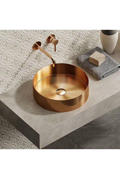 Karag Venus Νιπτήρας επικαθήμενος ανοξείδωτος Rose Gold Ø38x11cm