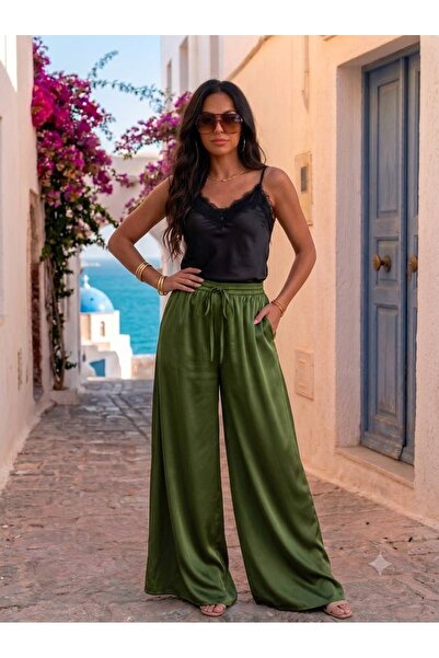 Azara Women's Wide Leg Pants in Silk and Viscose, One Size / Plus Size