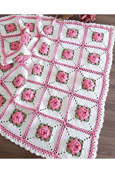 ARTTMACRAME بطانية أطفال محبوكة يدويًا - ناعمة وأنيقة ودافئة لحديثي الولادة |...