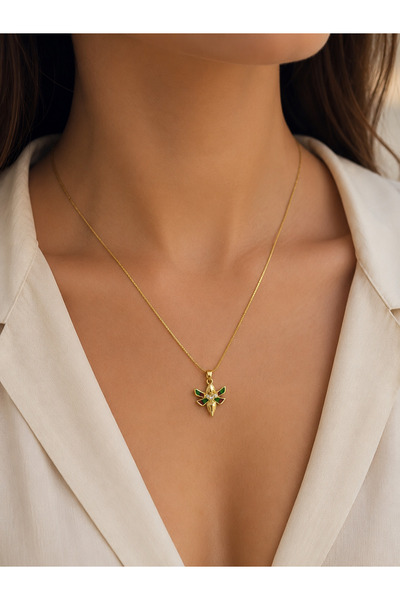 Bymiel Women's Gold Color Green Enamel Dragonfly Figured Stainless Steel Neck...